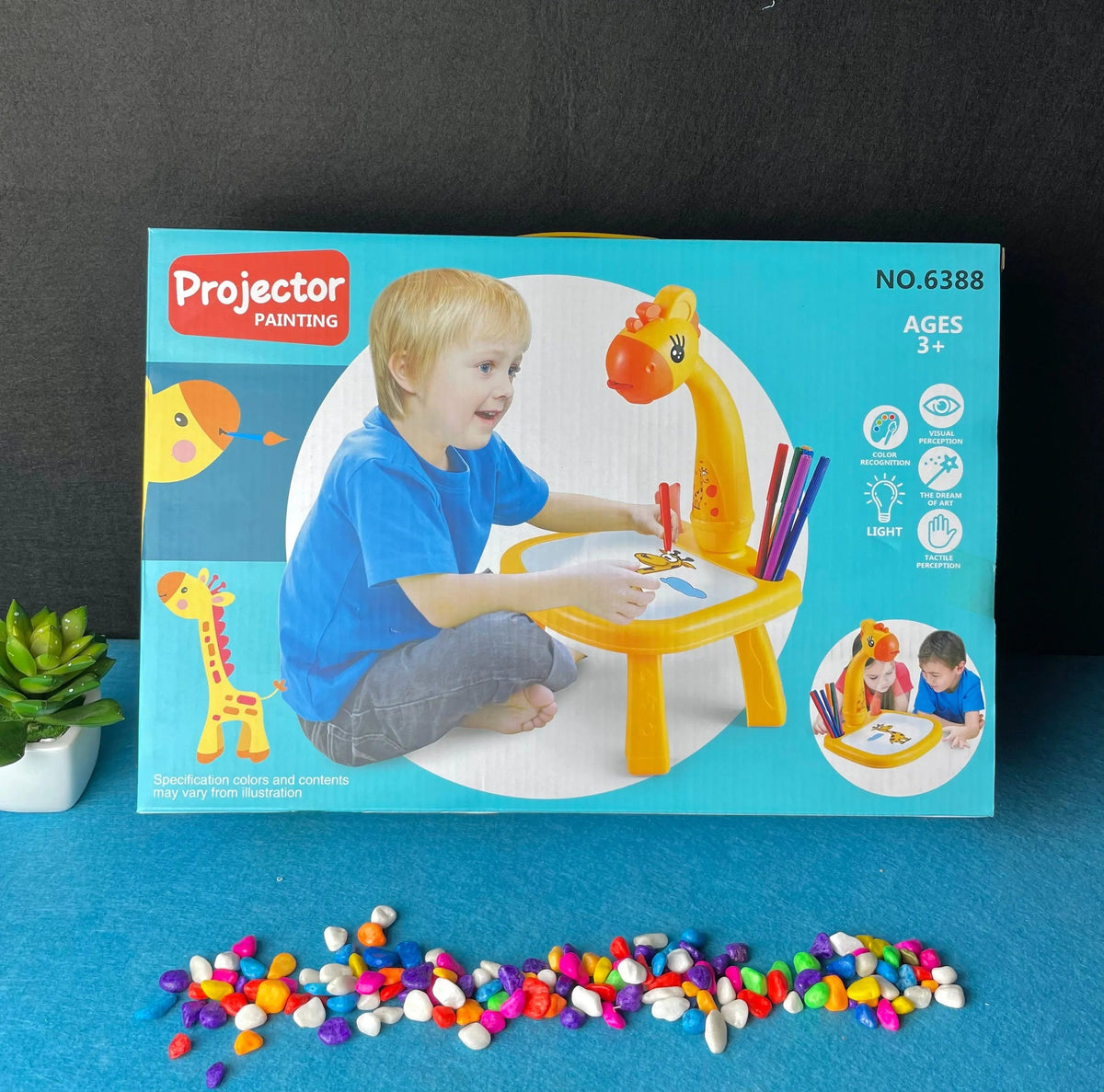 giraffe themed projector desk for toddlers and young kids