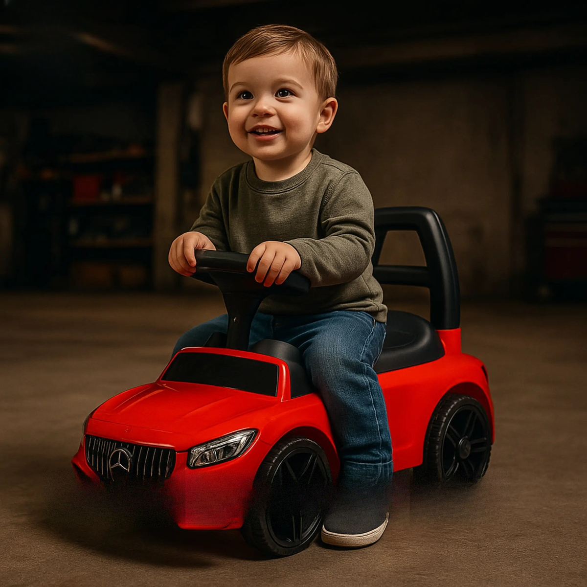 Kids ride-on Mercedes car toy with steering and backrest – ToysWalaPK