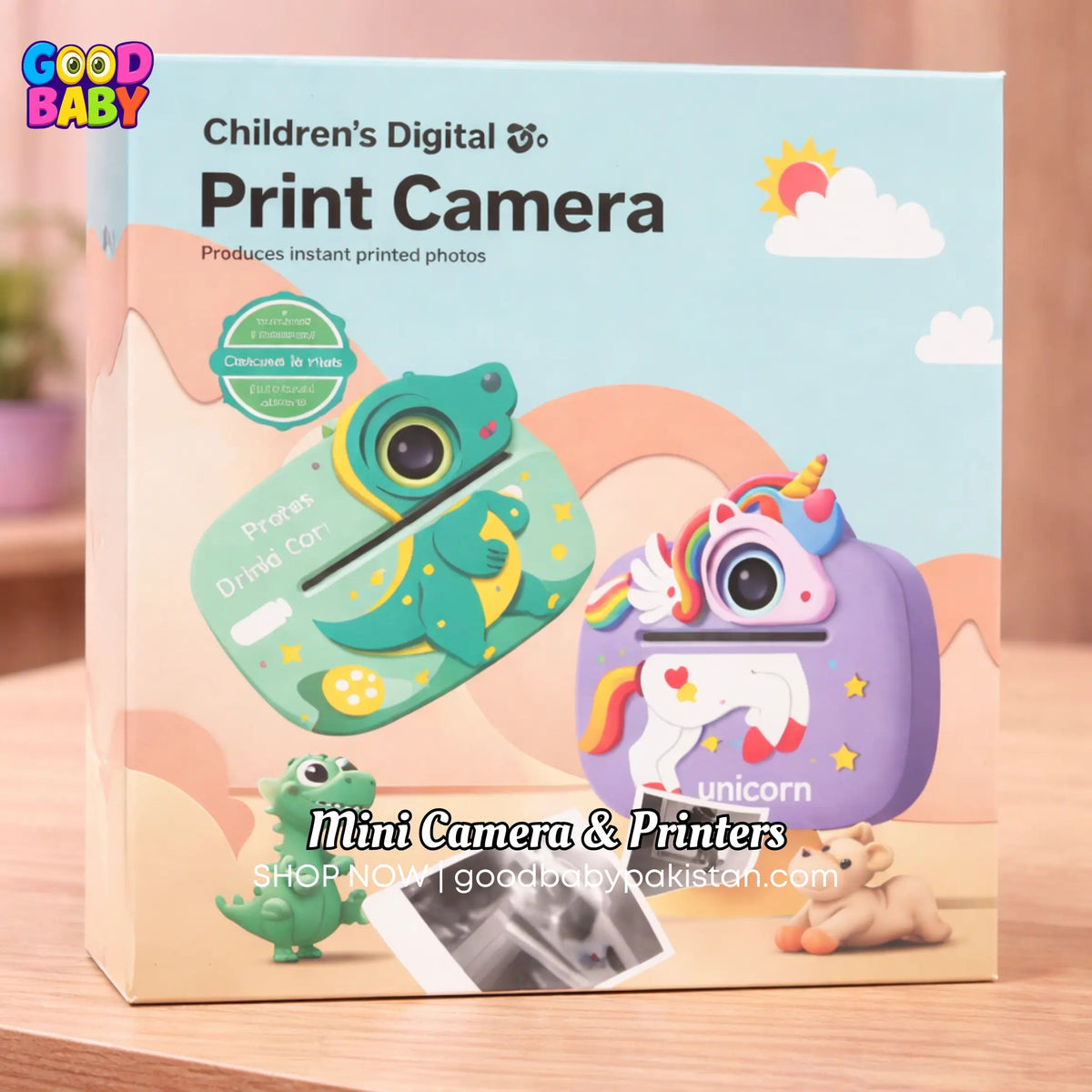 Cute Unicorn Shape Instant Print Kids Camera - Purple ToysWalaPK