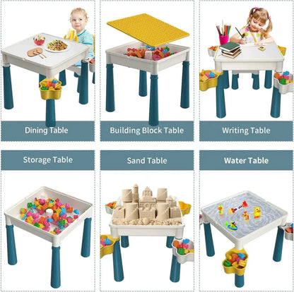“Kids learning and play table compatible with building blocks”
