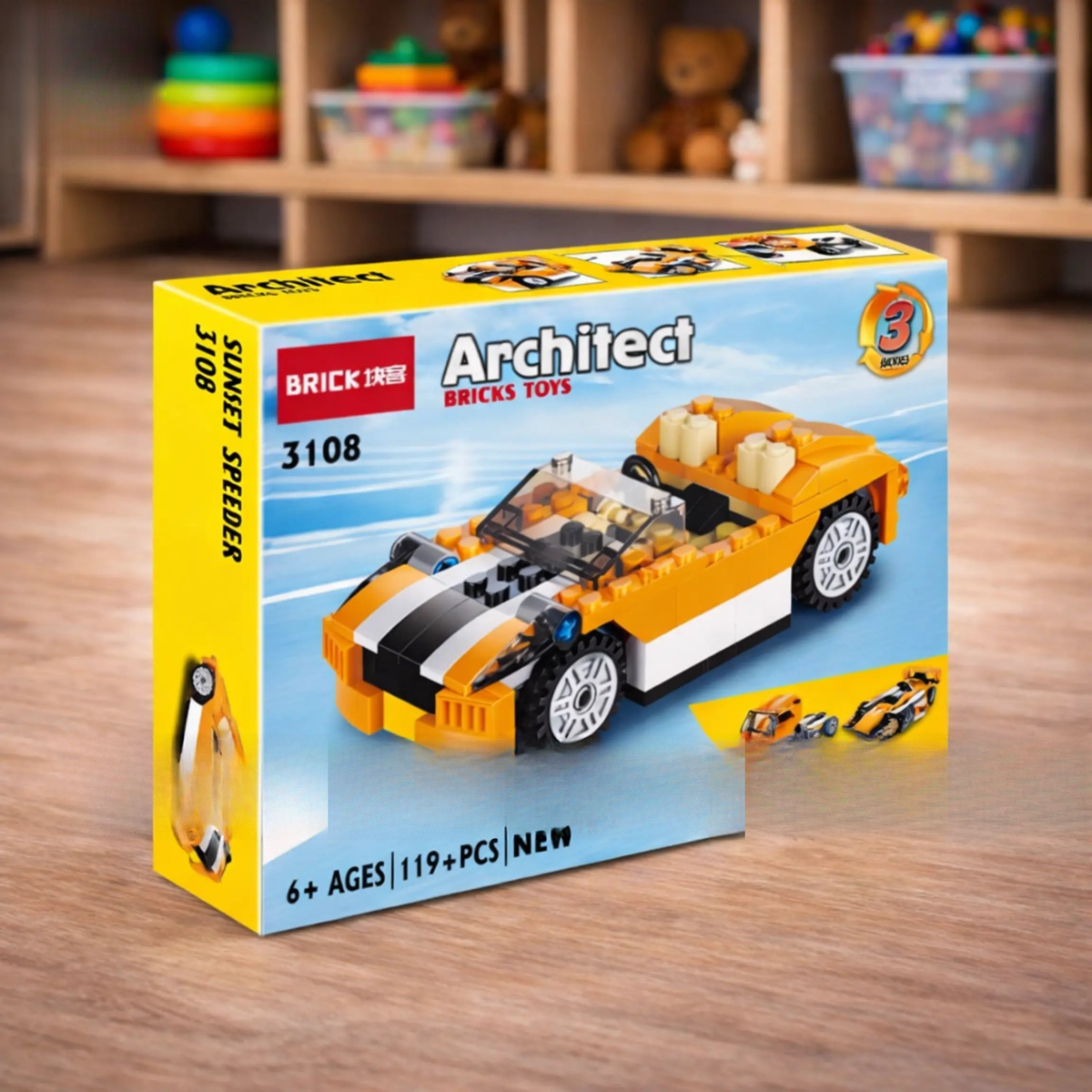 Architect sunset speeder car building blocks toy 119 pieces