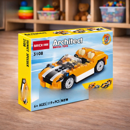 Architect sunset speeder car building blocks toy 119 pieces