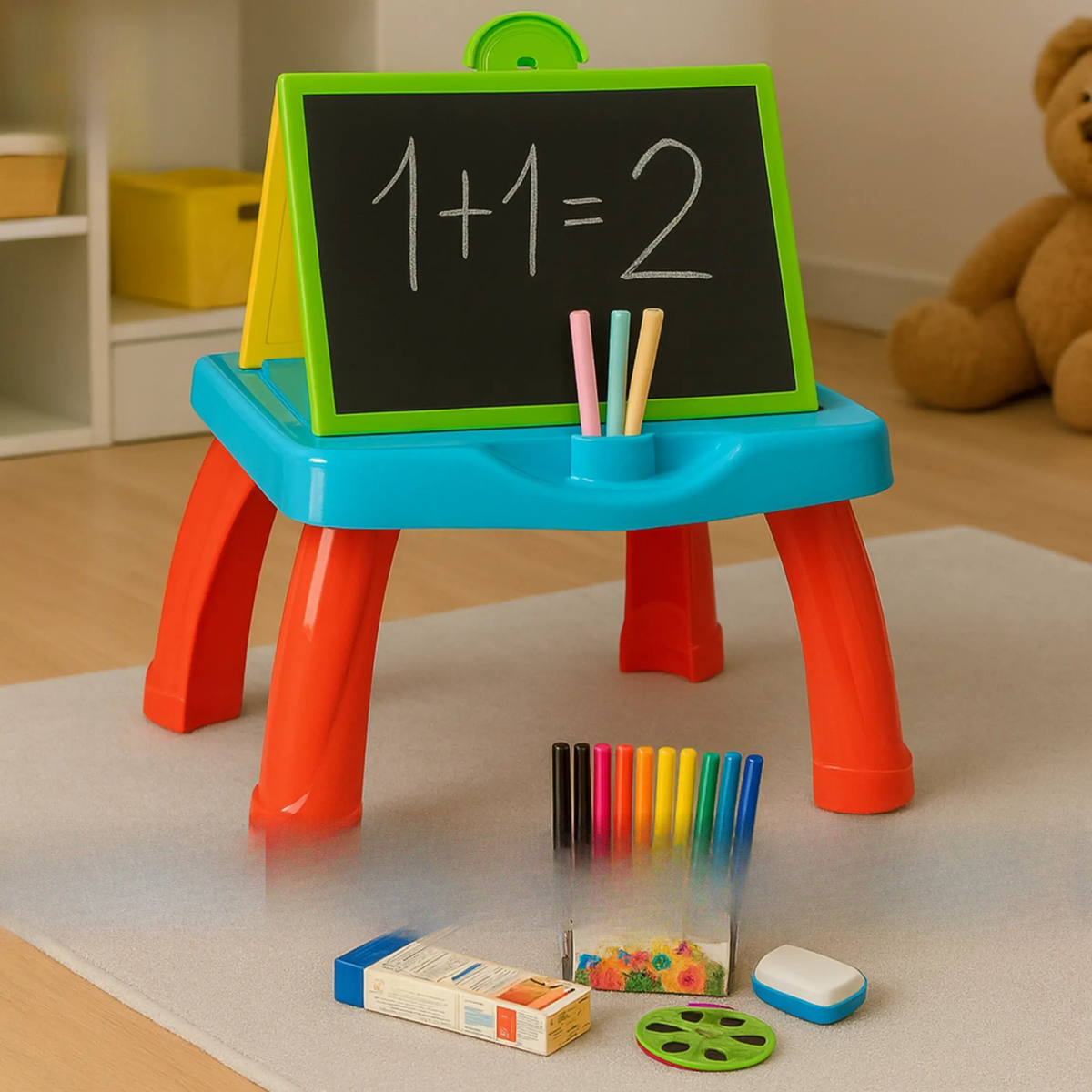 Kids projector drawing table with chalkboard and whiteboard – ToysWalaPK
