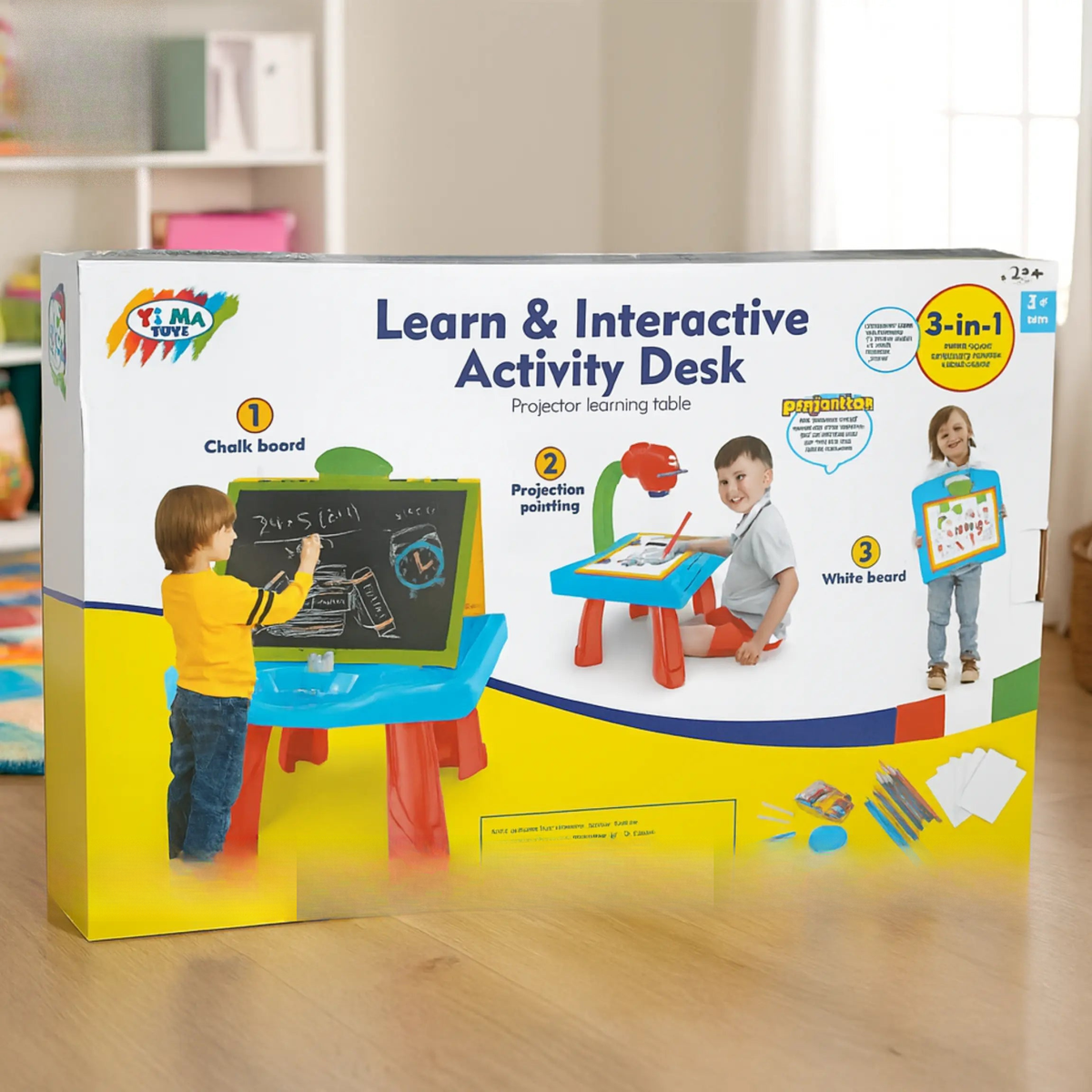 Educational activity desk for children with 3-in-1 drawing board – ToysWalaPK