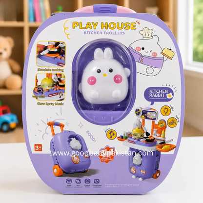 Kids Kitchen Trolley Toy with Light Music Spray