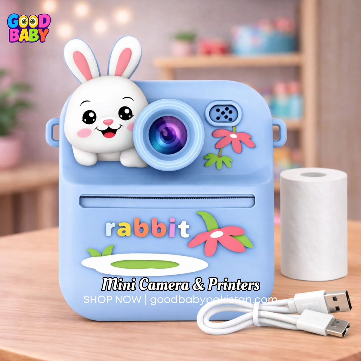 Bunny Instant Printer Camera Blue ToysWalaPK