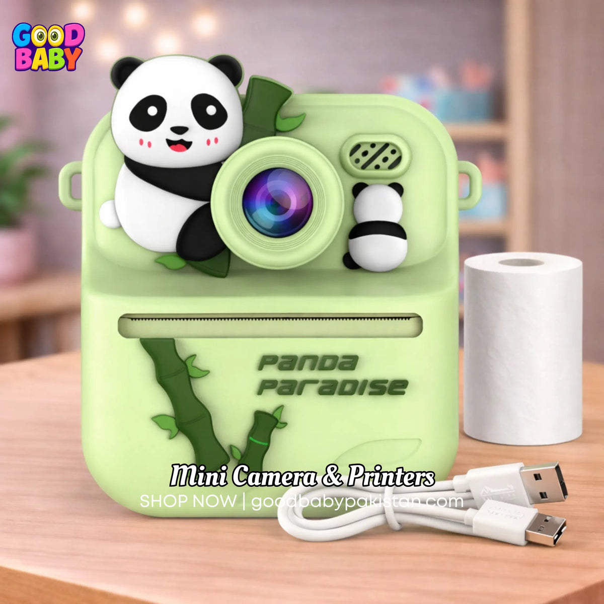 Panda Instant Printer Camera Green ToysWalaPK