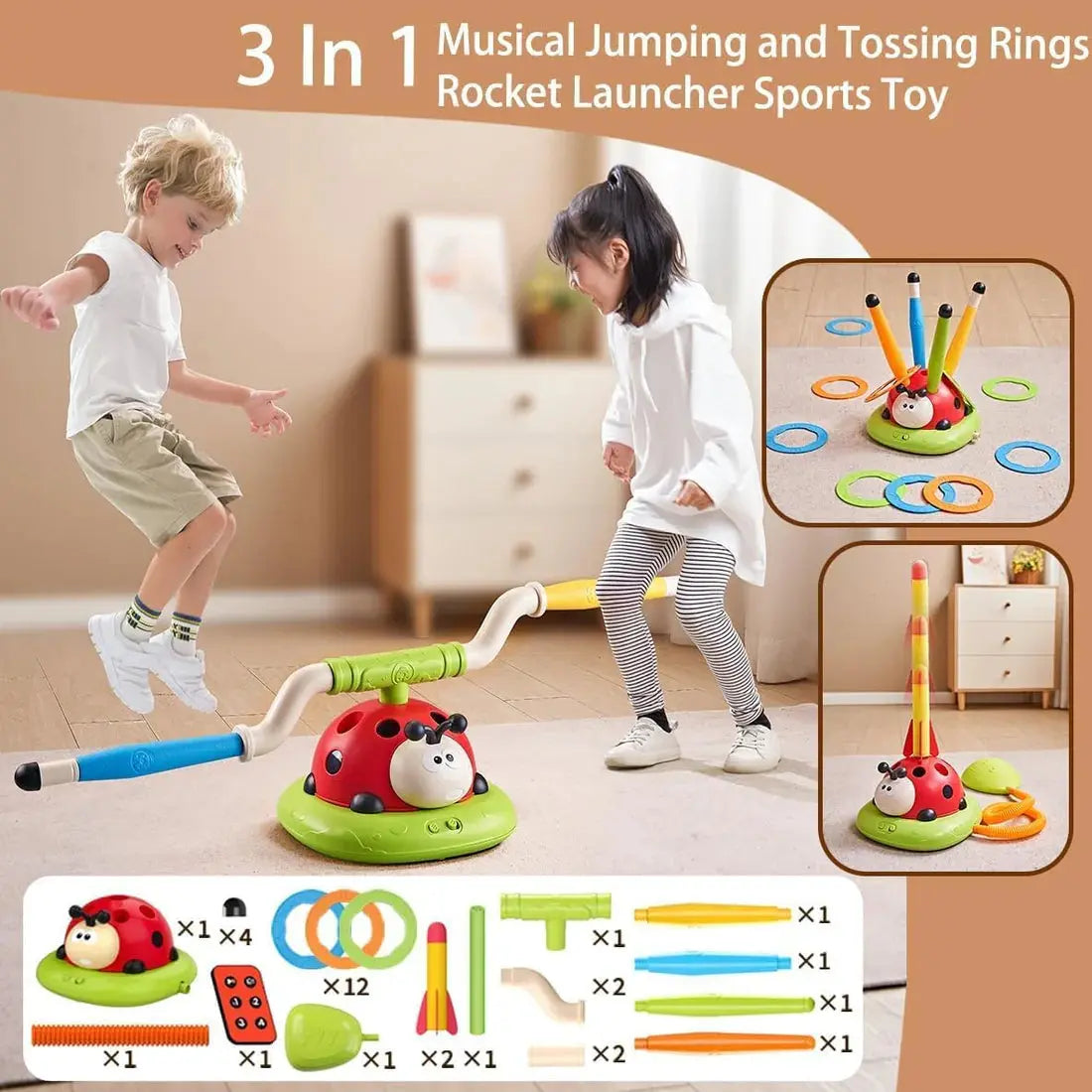 3-in-1 Ladybug Kids Exercise Machine ToysWalaPK