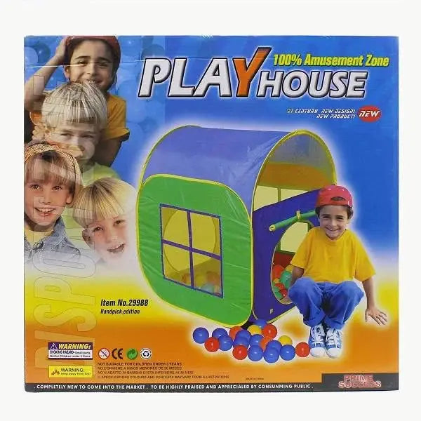 Box of a children's playhouse with colorful design and images of children playing.