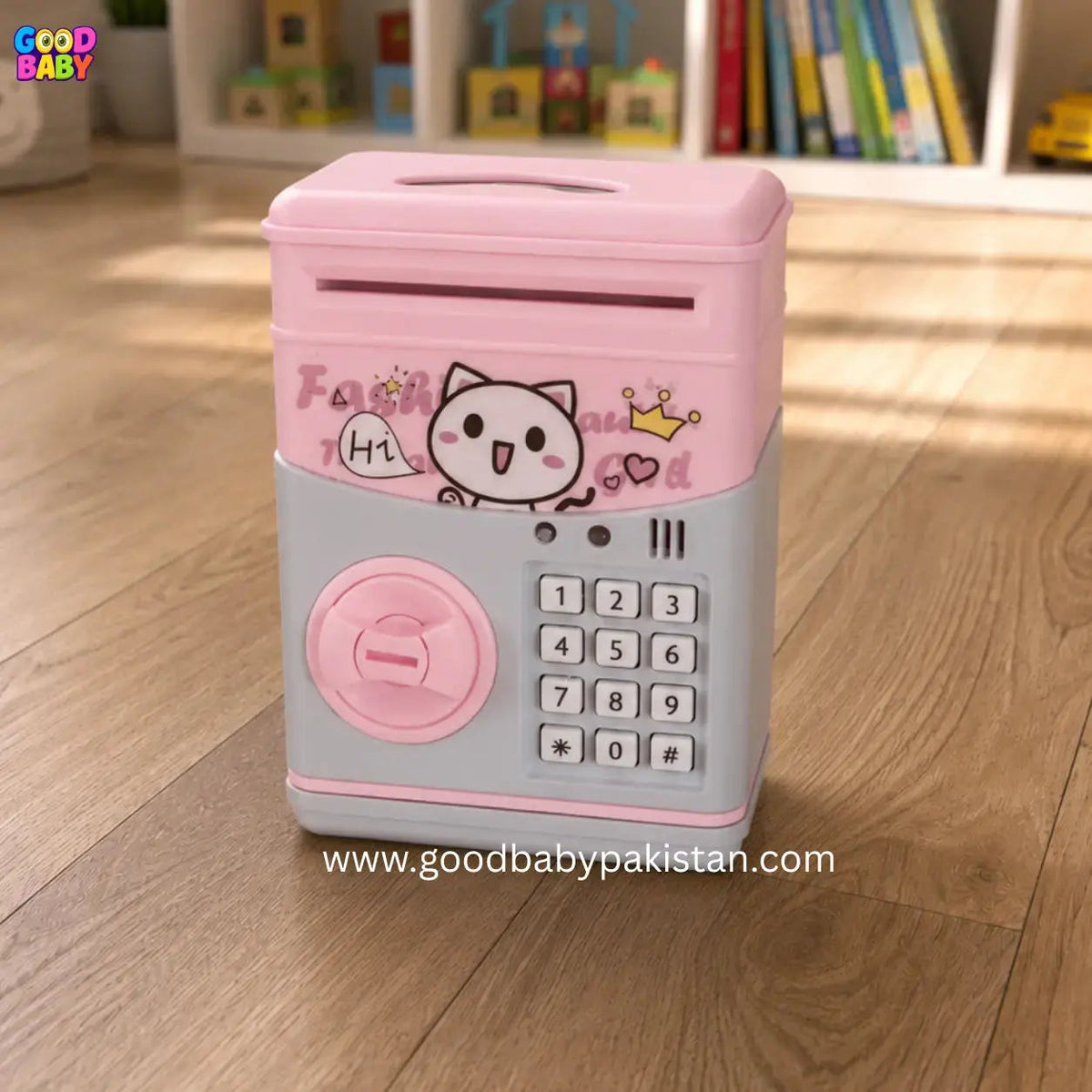 Cartoon piggy bank for children with secure key lock