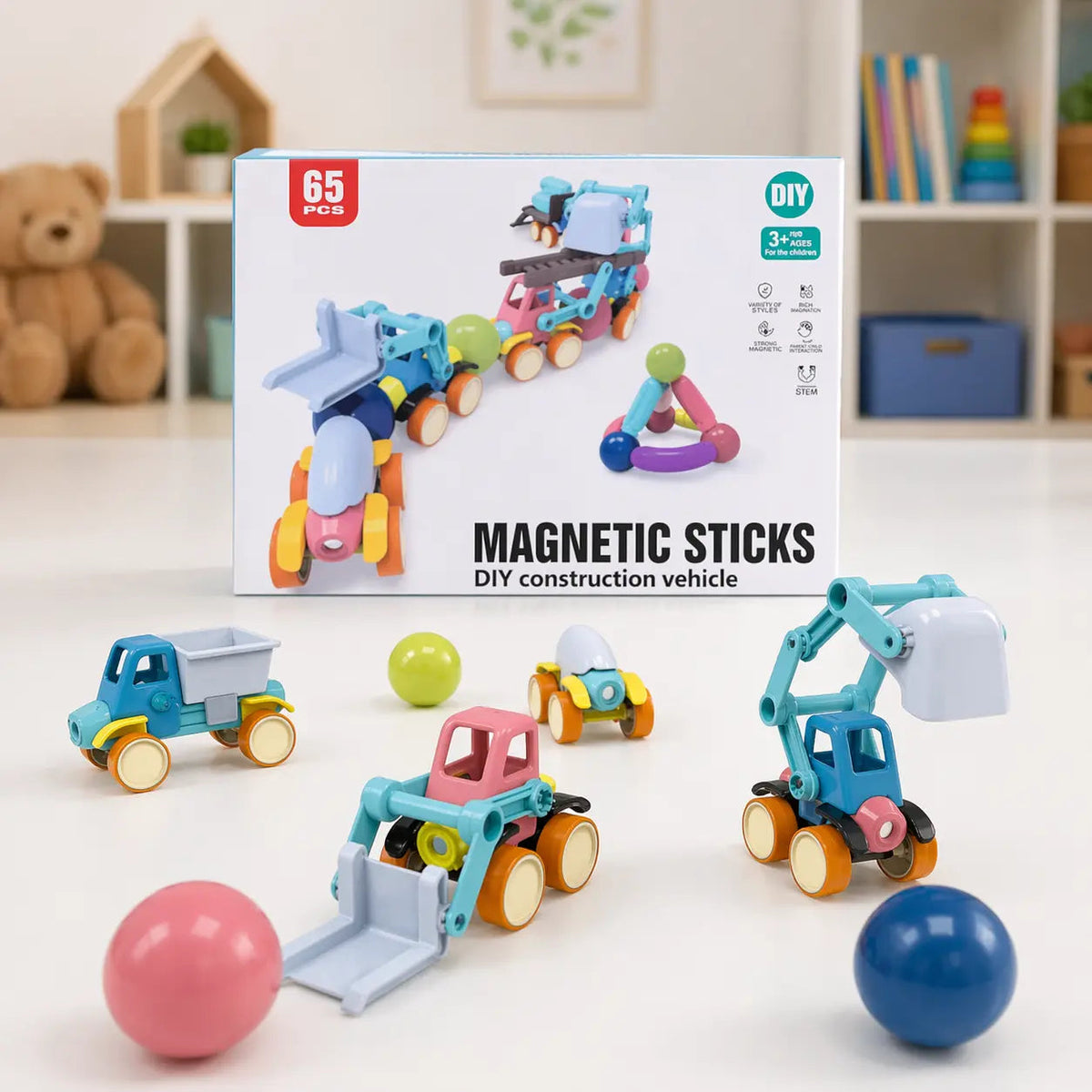 Kids Magnetic Sticks Toy – STEM Construction Set ToysWalaPK