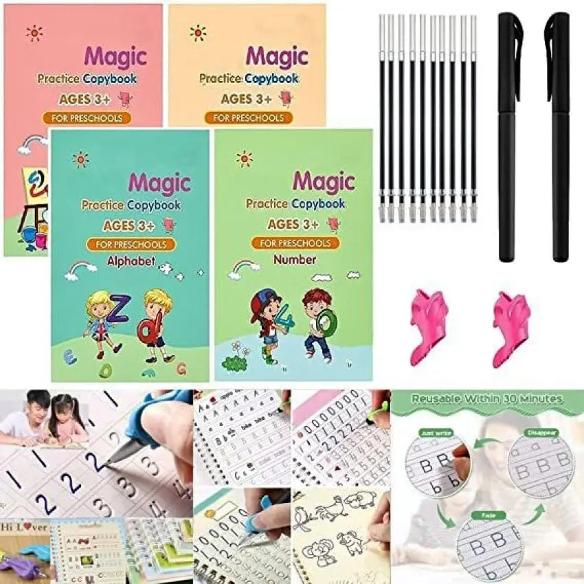 Child writing with magic disappearing ink pen using Sank Magic Copybook