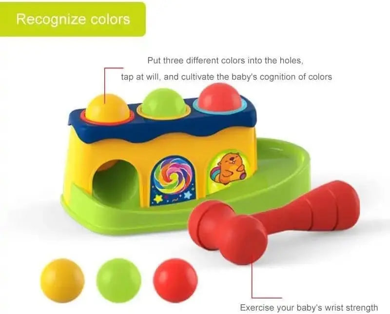 Colourful knock ball toy made from non-toxic plastic