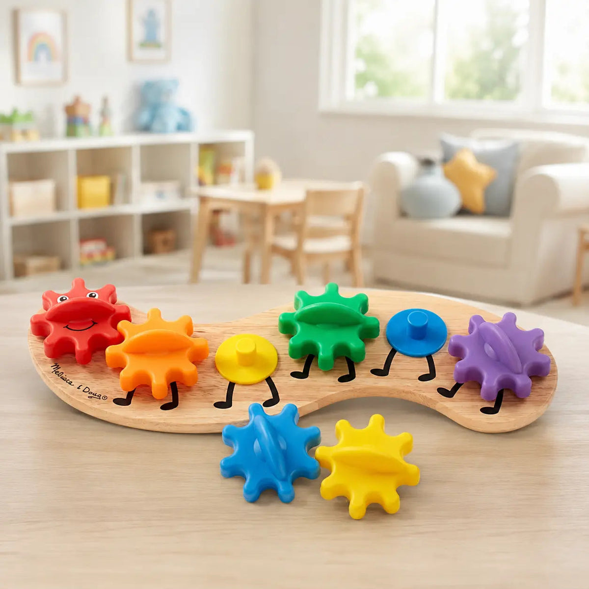 Colourful rainbow rotating gear learning toy
