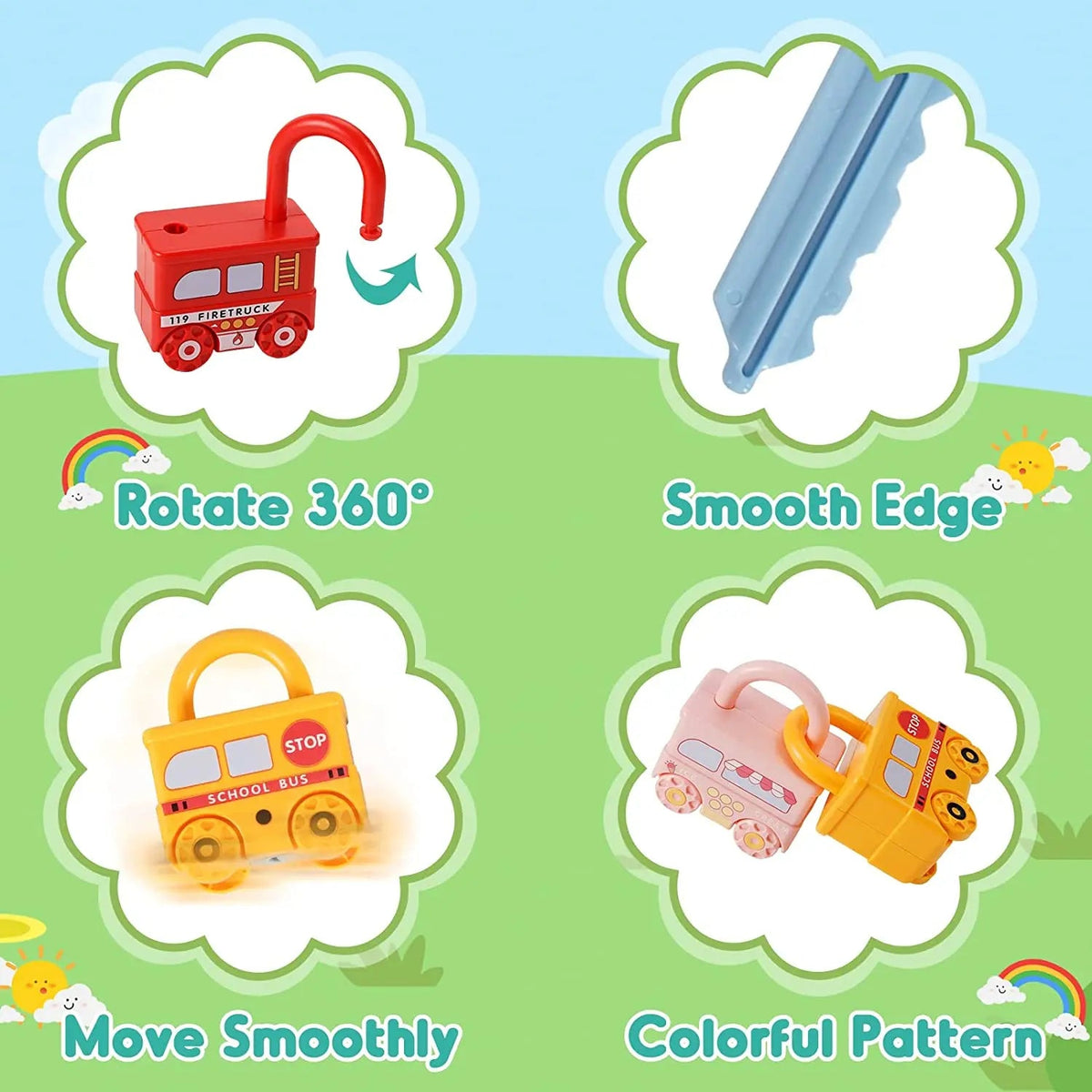 Connectable car lock train toy for toddlers – learning & sorting toy
