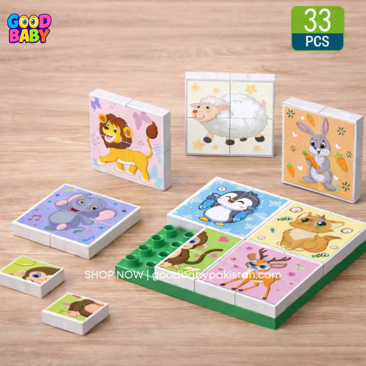 Creative animal puzzle blocks wooden toy for kids