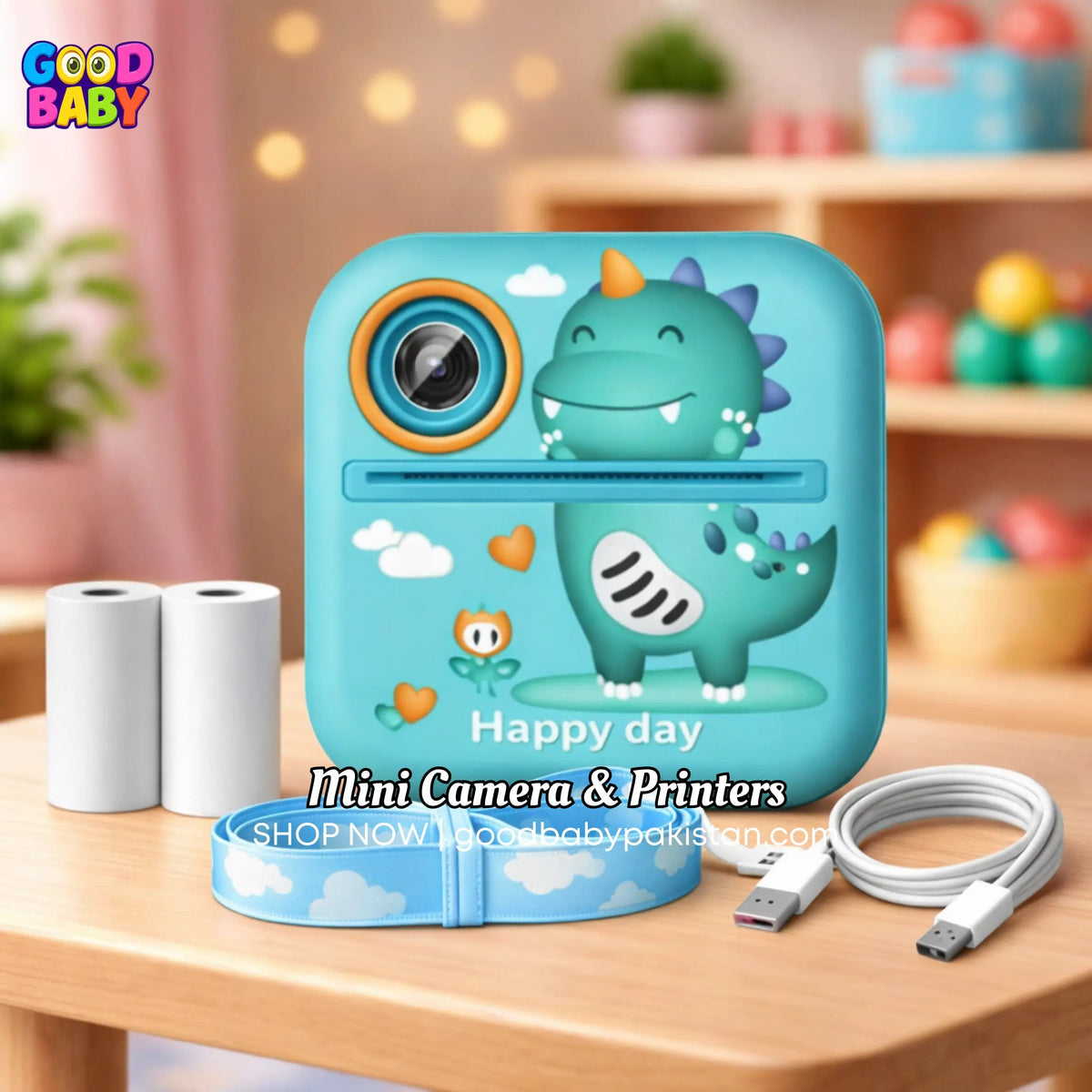 Cute Hippo Kids Instant Print Camera by ToysWalaPK