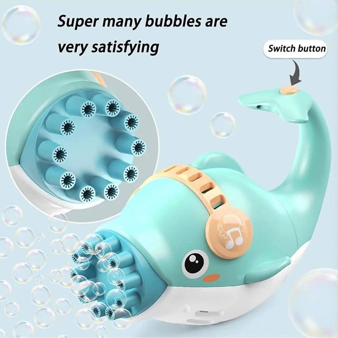 Dolphin bubble gun emitting bubbles – children’s outdoor toy