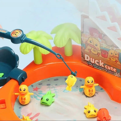 Duck Fishing Slide toy with rotating fishing rod for toddlers