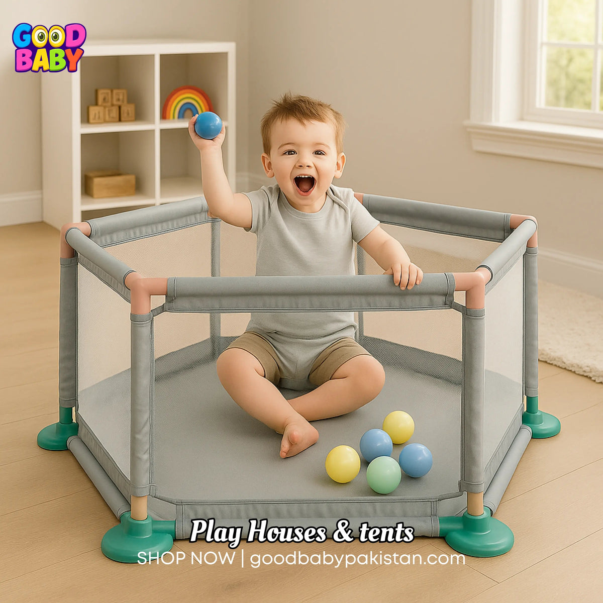 “Durable mesh baby playpen for infants in Pakistan”