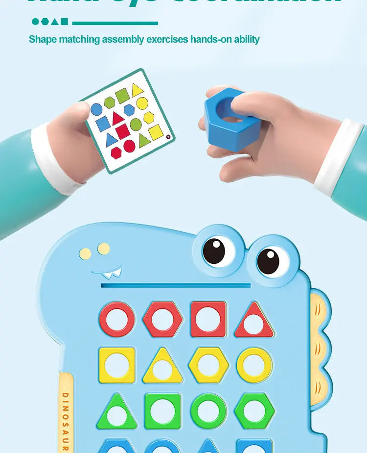 "Kids Shape Matching Puzzle Toy Set with Pattern Cards, Bell, and Geometric Shapes, Perfect Gift for Toddlers"