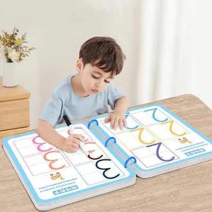 Educational tracing book with markers for early learning