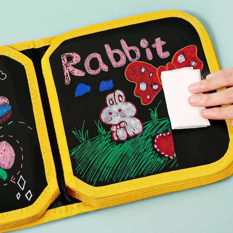 Erasable drawing pad for children with colorful markers
