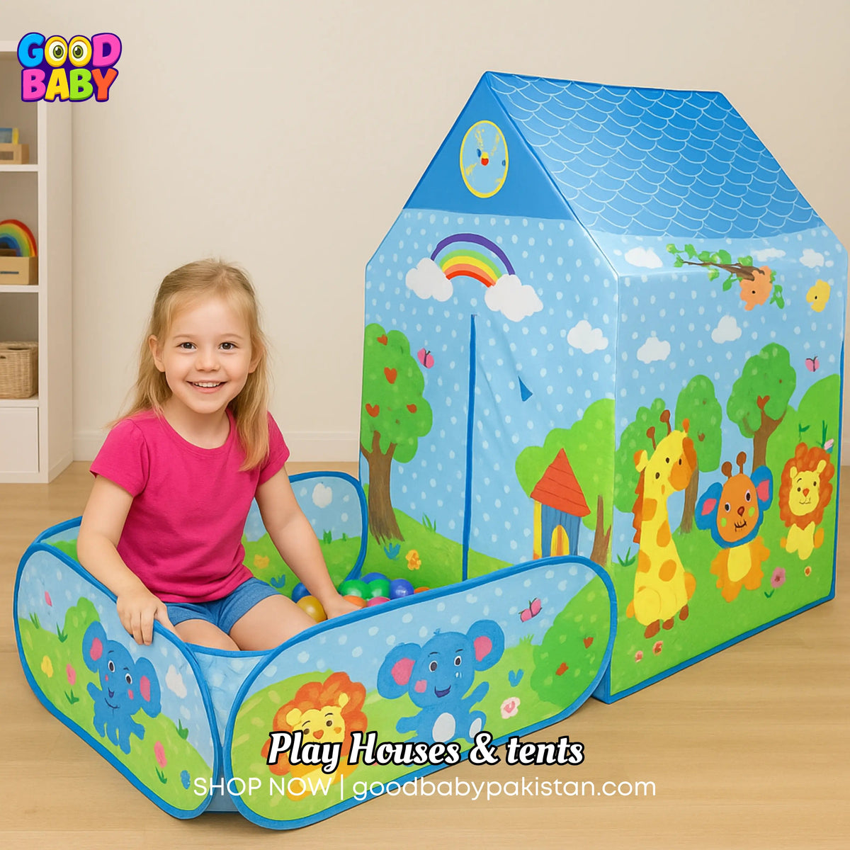 “ToysWalaPK kids play tent house with yard and 50 balls”
