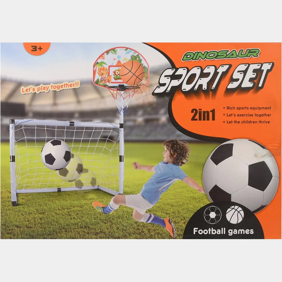 ToysWalaPK kids sports combo – football goal, basketball hoop, and ball set for physical activity and learning