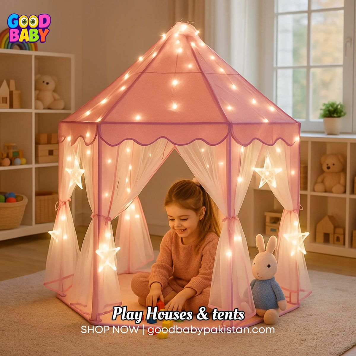 ToysWalaPK pink princess castle tent house