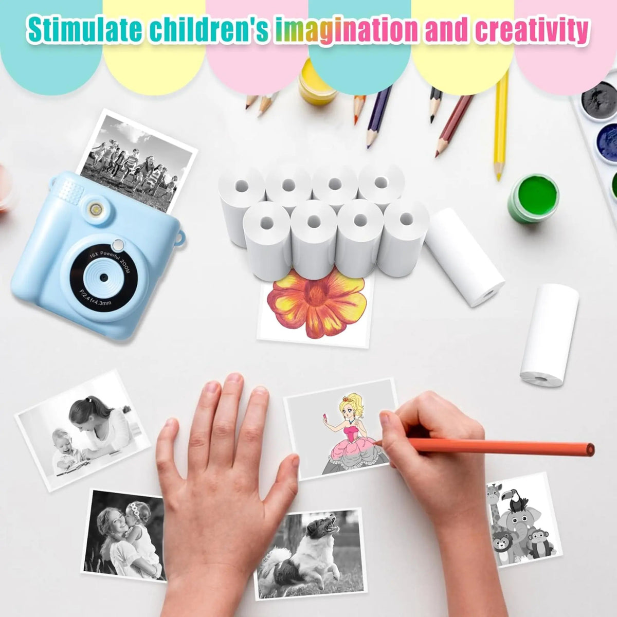Instant camera paper rolls black and white