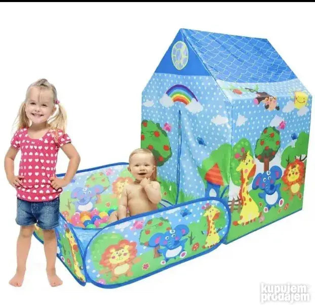 Kids Fun Play Tent House with Yard & 50 Colorful Balls - Indoor/Outdoor Activity