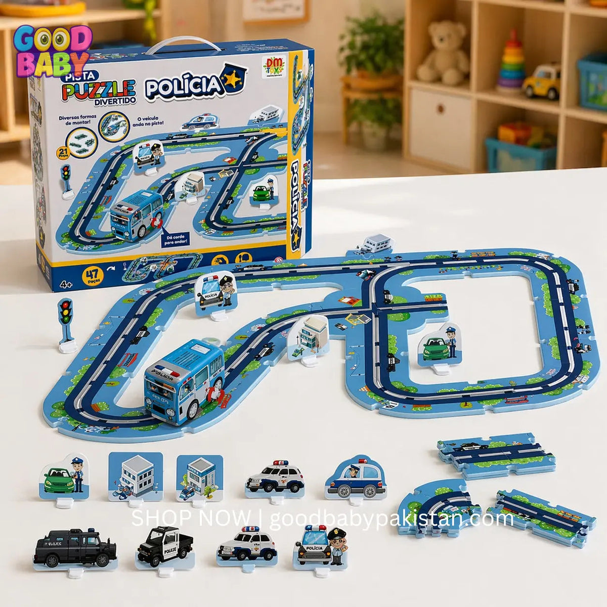 Kids Police Car Puzzle Road Track Toy Set Online Pakistan