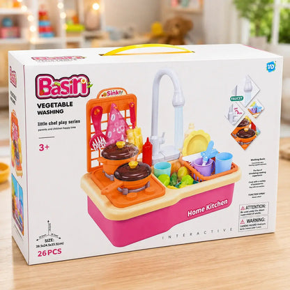 Kids Pretend Play Kitchen Toy with Sink