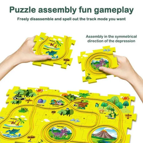 "Educational Puzzle Track Toy for Kids – Flexible Railway Car Set with Interlocking Tracks, Lights & Music, Perfect for Boys and Girls"