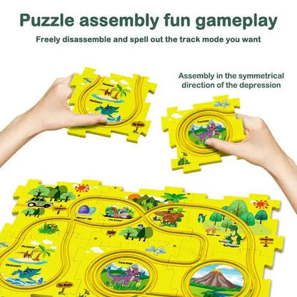 "Educational Puzzle Track Toy for Kids – Flexible Railway Car Set with Interlocking Tracks, Lights & Music, Perfect for Boys and Girls"