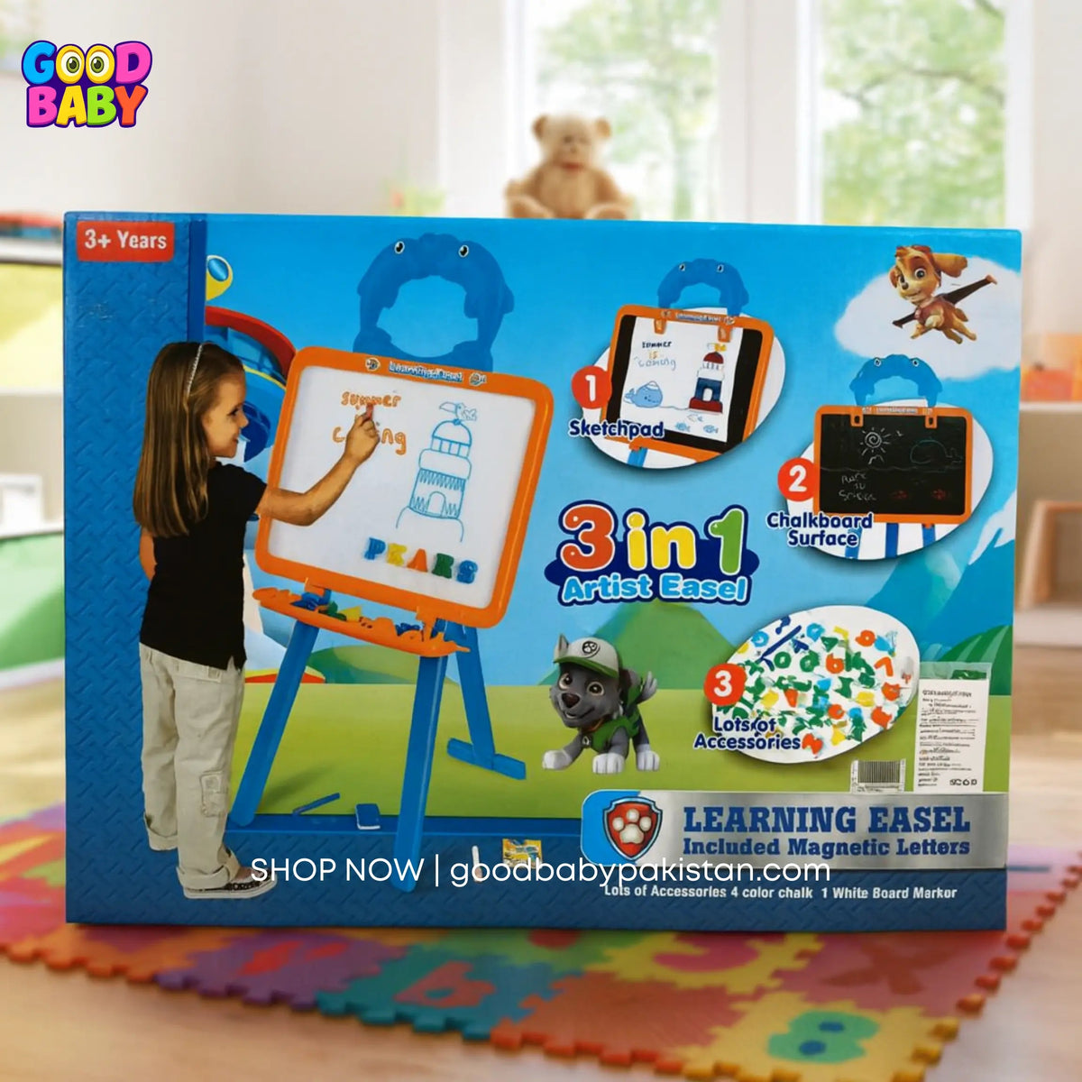 Kids dual-sided Paw Patrol writing and drawing easel – ToysWalaPK