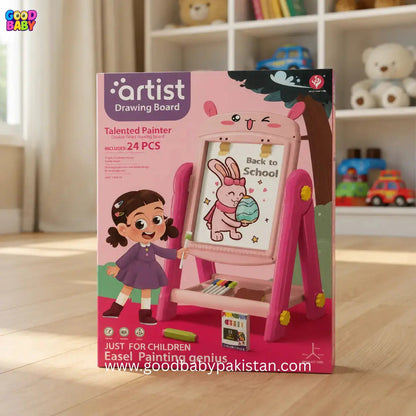 Kids educational drawing board with easel stand