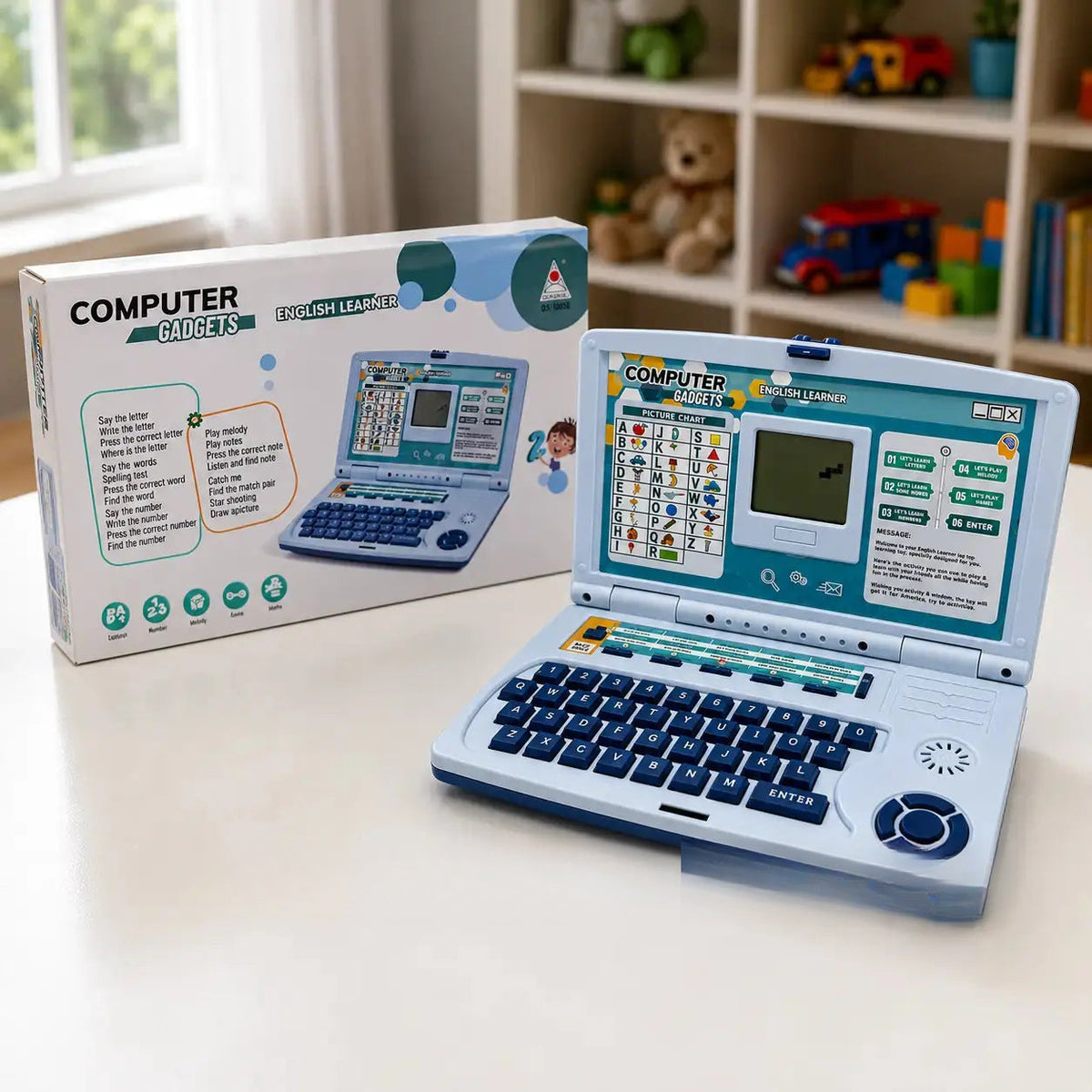Kids learning computer with alphabet activities