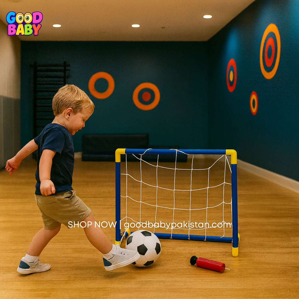 Kids portable football goal post set by ToysWalaPK – indoor outdoor soccer net for children