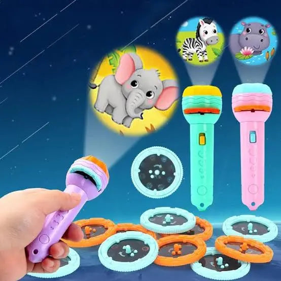 Kids projection torch with multiple cartoon image slides