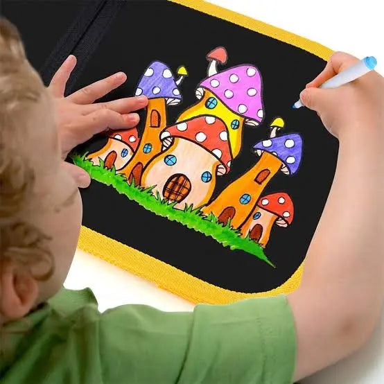 Kids reusable doodle book with 6 pages and wipe cloth