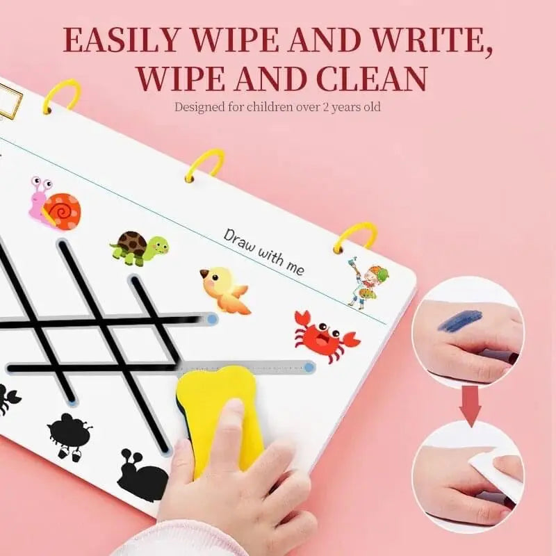 Kids writing practice tracing book with eraser
