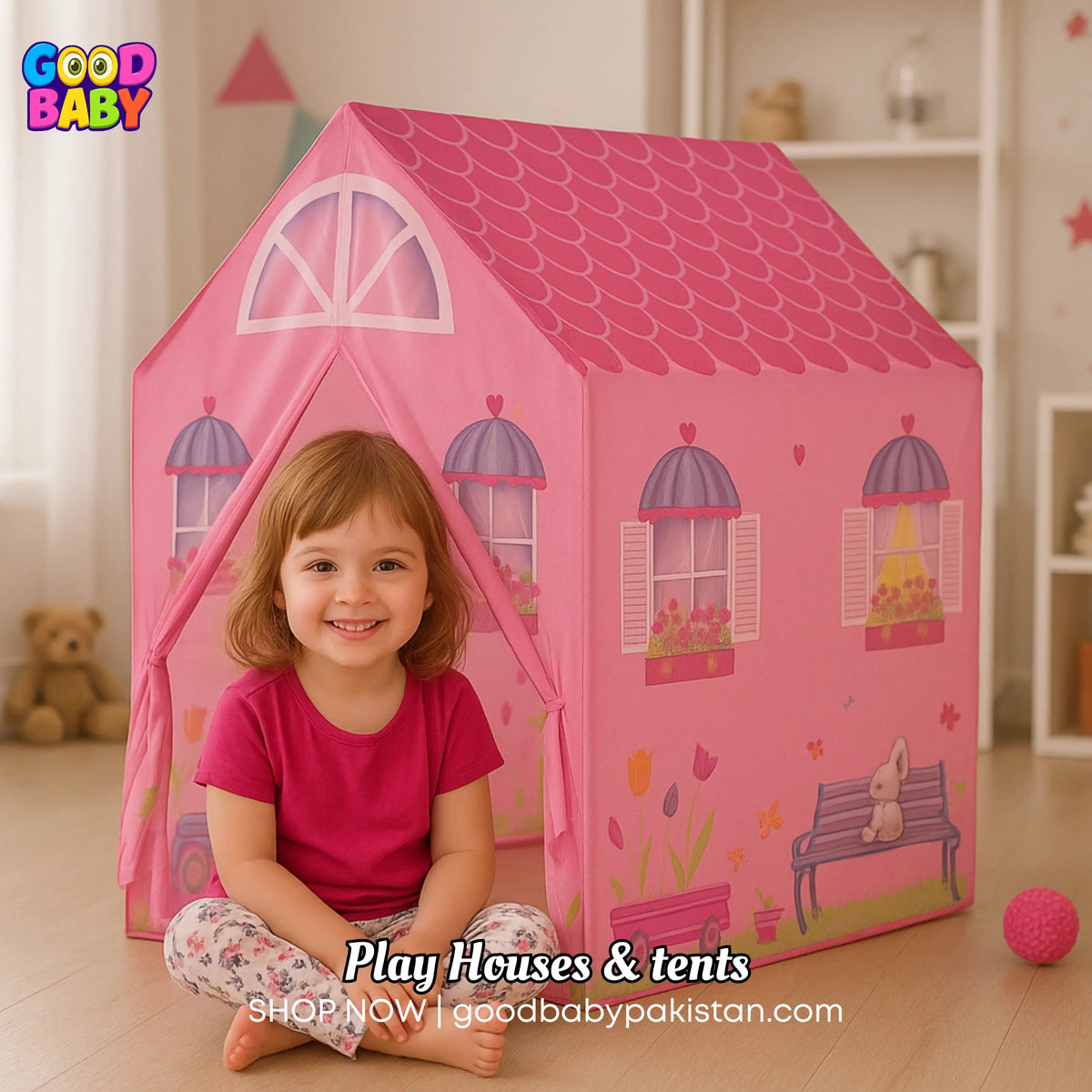 “Lightweight water-resistant dollhouse play tent for kids”
