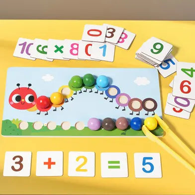 Montessori fine motor skill toy with caterpillar base