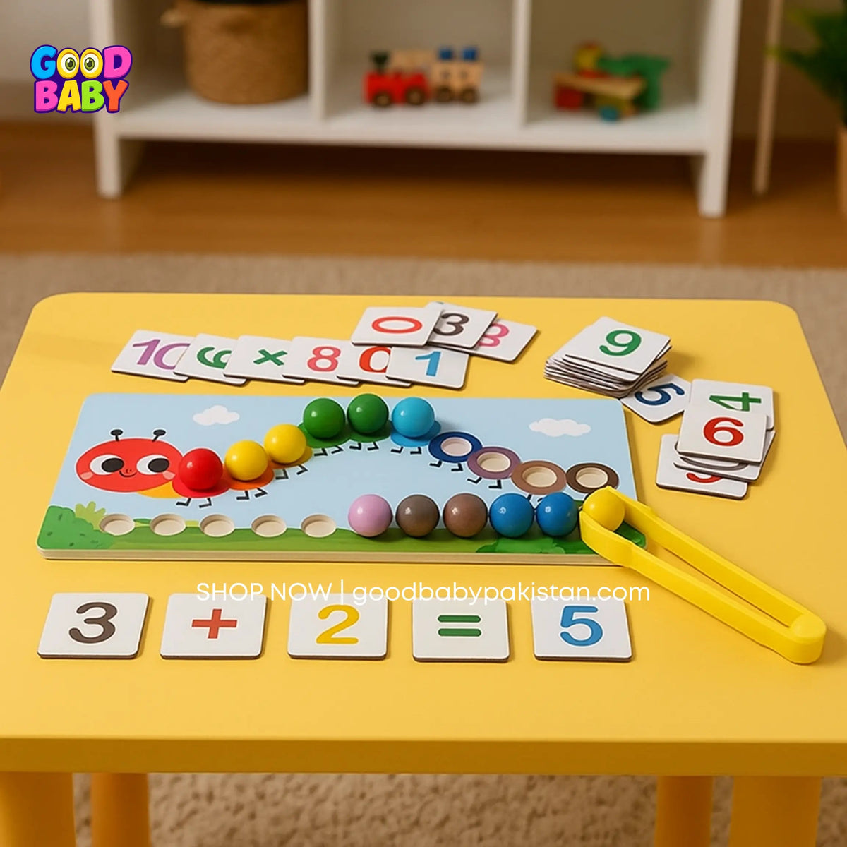 "Montessori fine motor skills toy with wooden balls and clip"