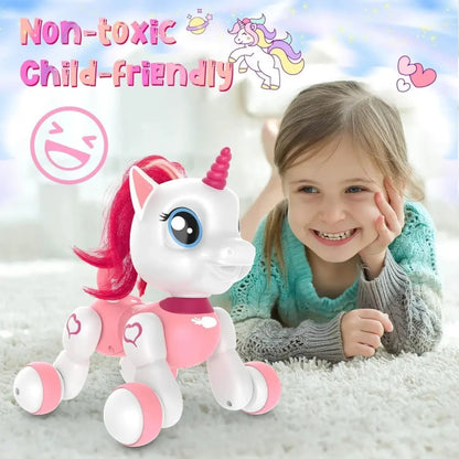 Musical unicorn robot toy with light effects
