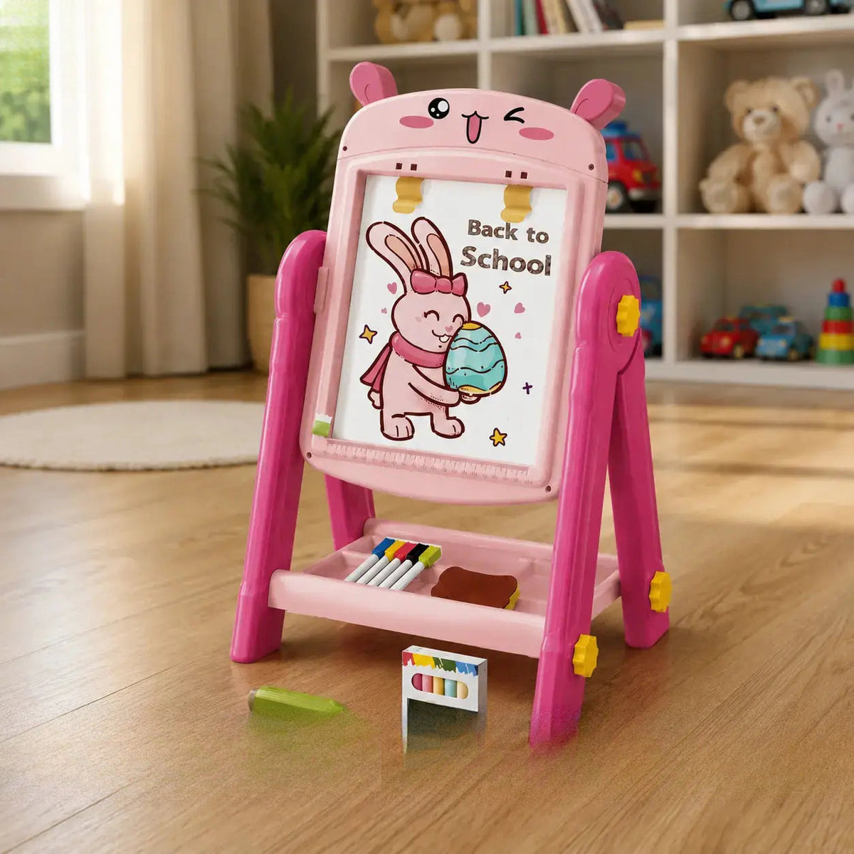 Pink bunny drawing board easel with 24 accessories