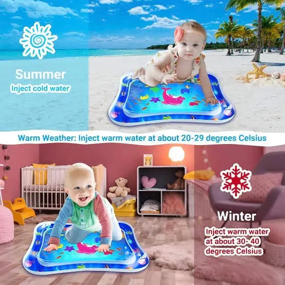 Portable baby water play mat for sensory learning and tummy time