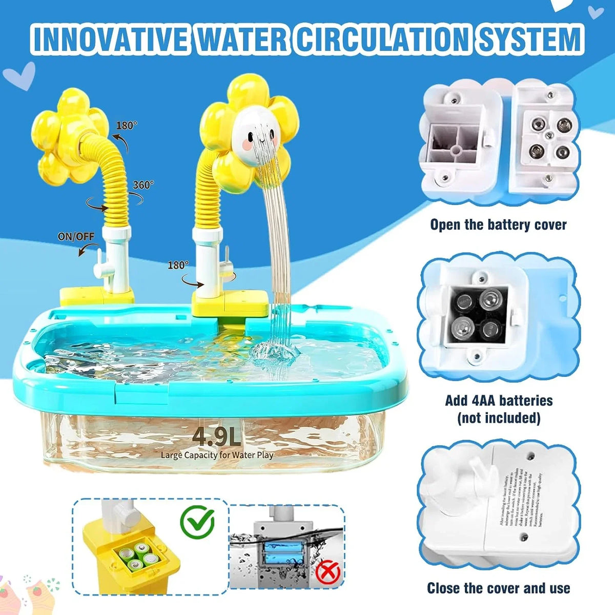 Pretend kitchen washing toy for children